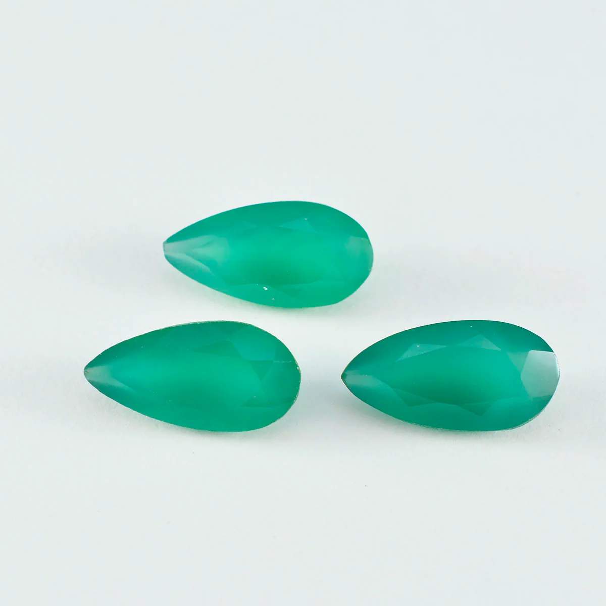 Green Onyx 1PC Large 9x11 MM Pear Faceted Green Luster Semi Precious Loose Gemstones - Image 2