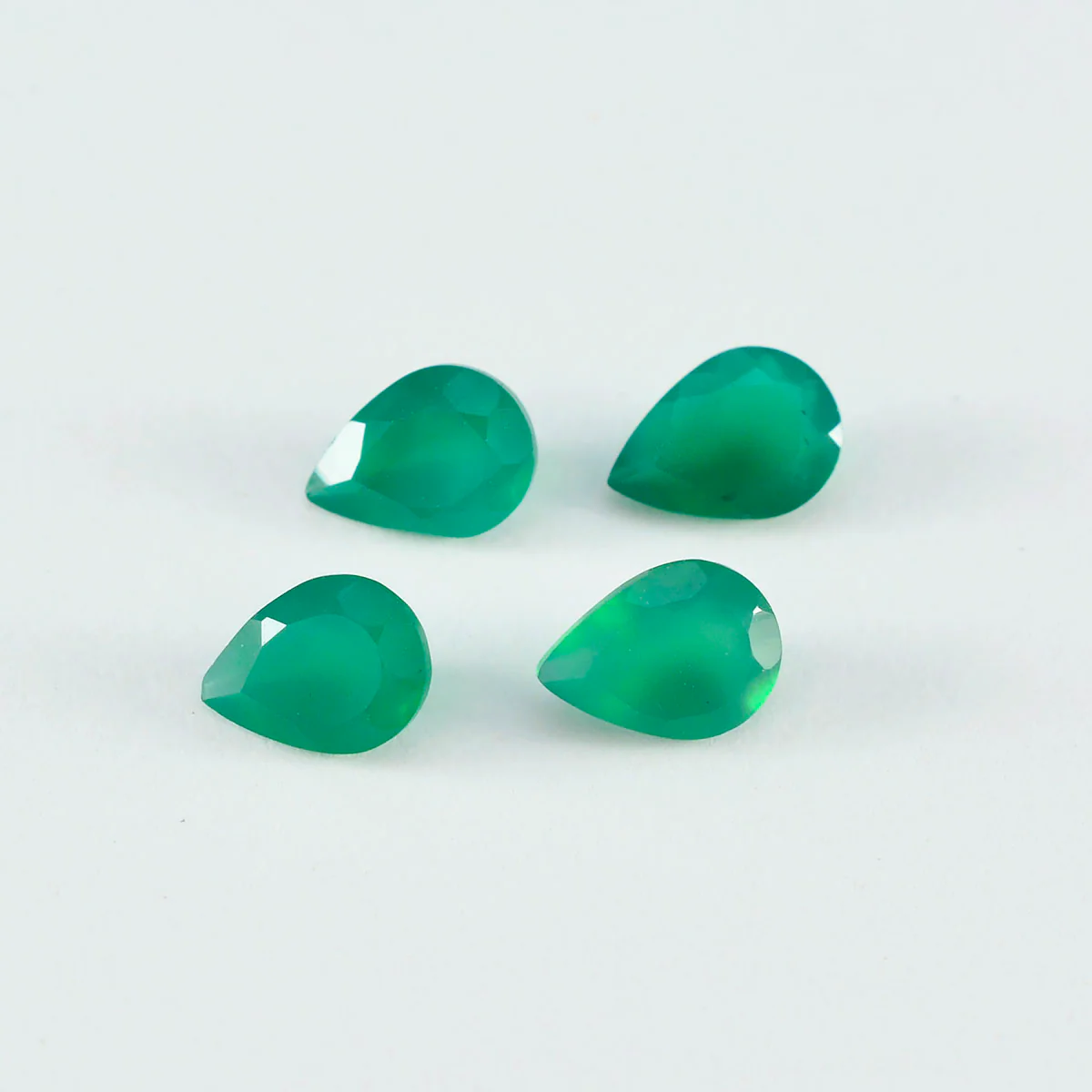 Green Onyx 1PC Medium 7x10 MM Pear Faceted Green Polished Semi Precious Loose Gems
