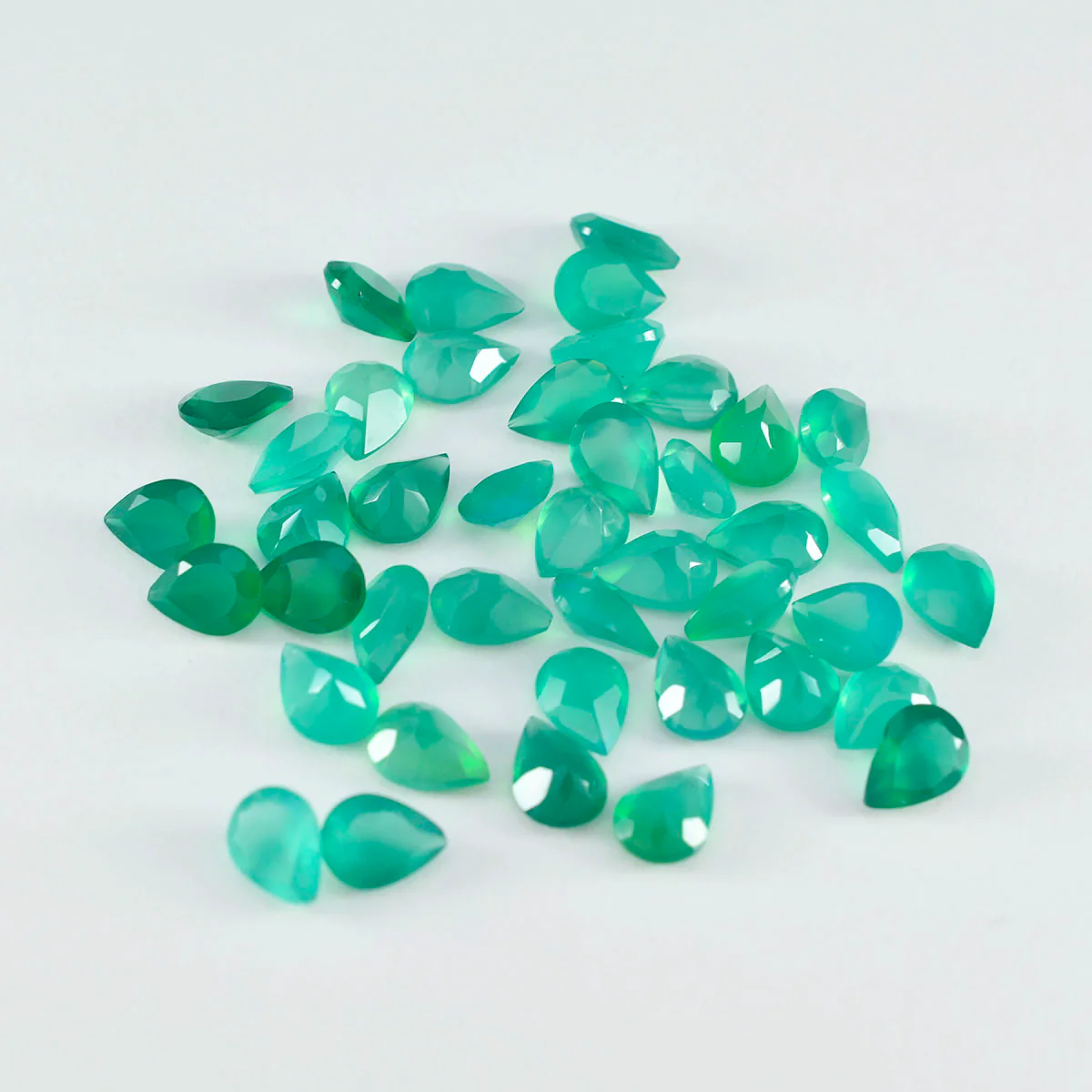 Green Onyx 1PC Medium 7x10 MM Pear Faceted Green Polished Semi Precious Loose Gems - Image 3