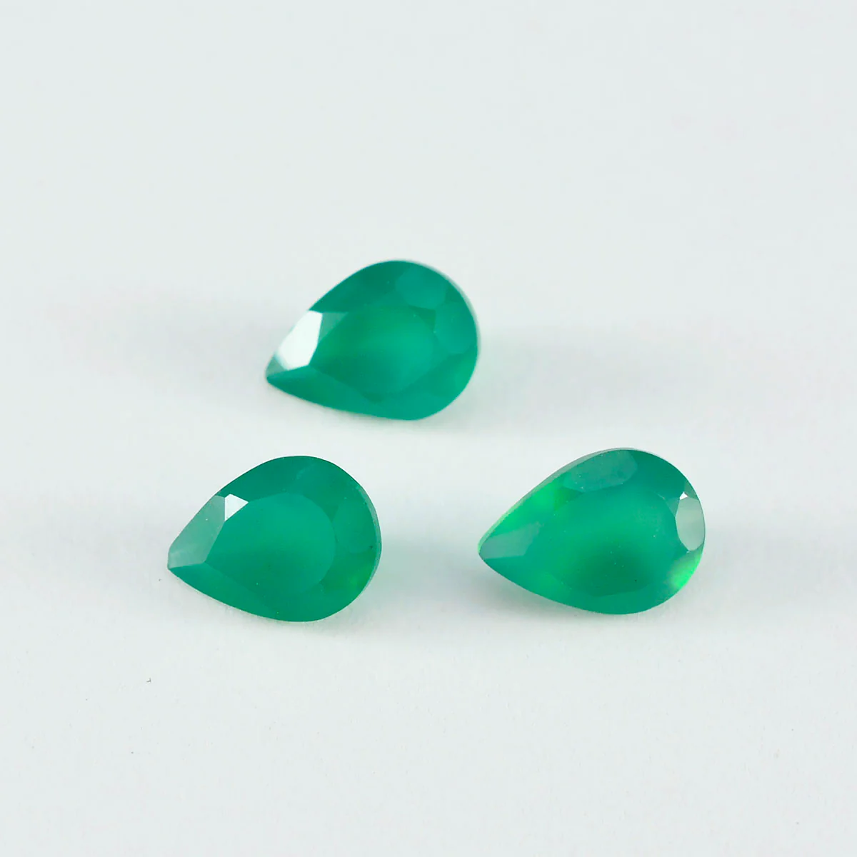 Green Onyx 1PC Medium 8x10 MM Pear Faceted Green Splendid Semi Precious Loose Gemstone