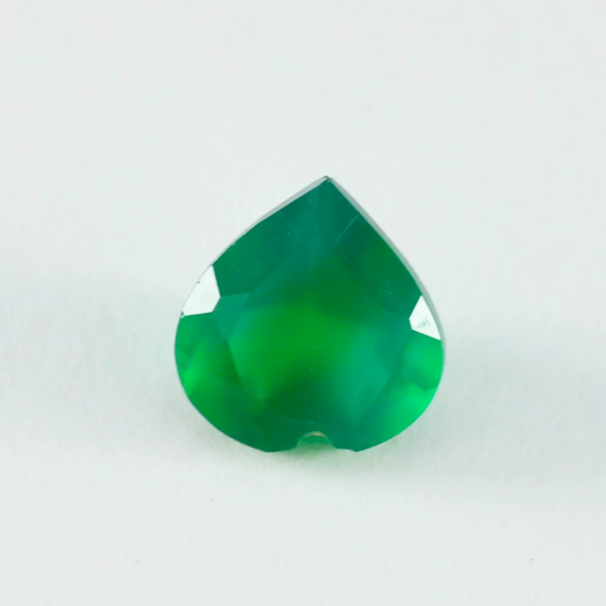 Green Onyx 1PC Medium 9x9 MM Heart Faceted Green Lustrous Semi Precious Gems