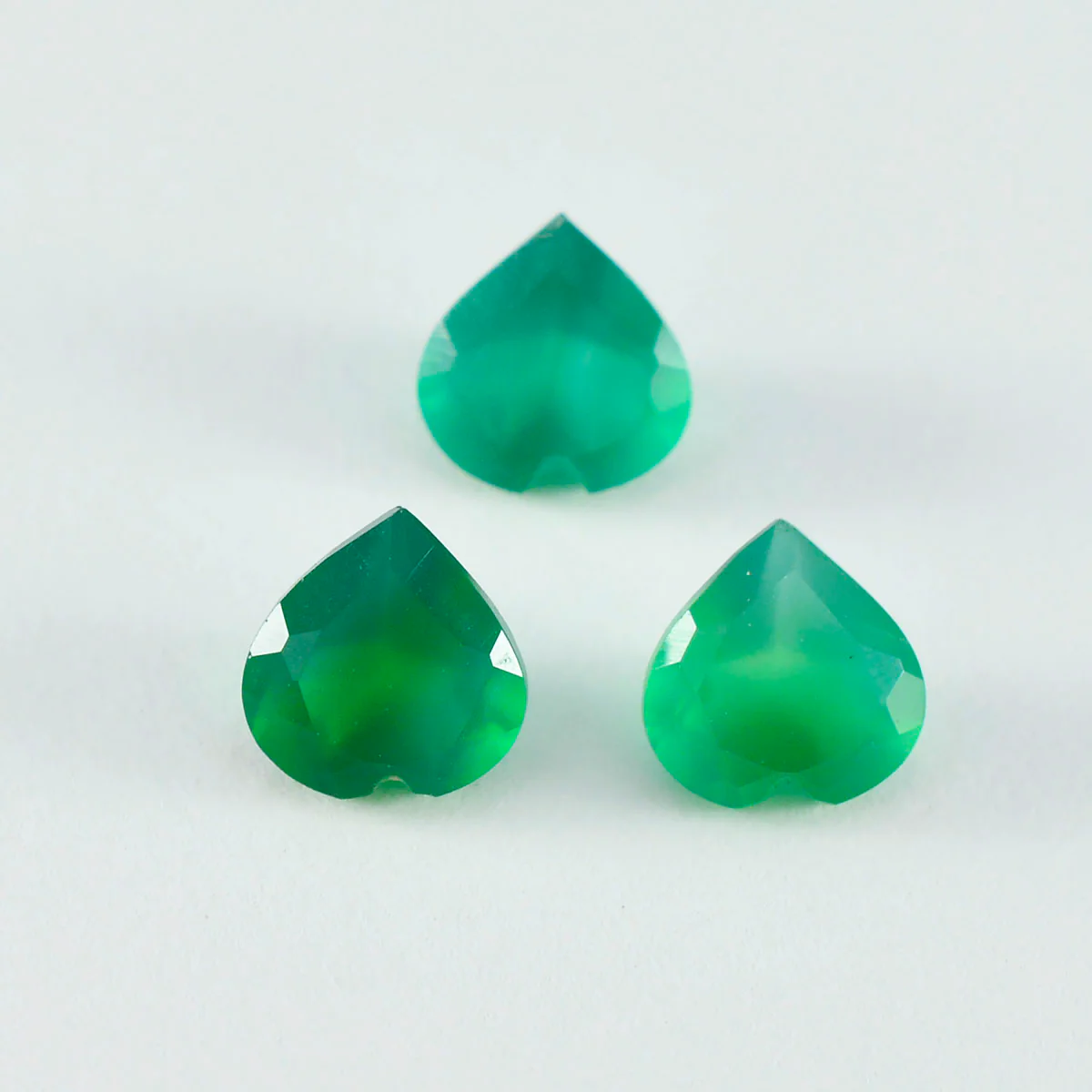 Green Onyx 1PC Medium 9x9 MM Heart Faceted Green Lustrous Semi Precious Gems - Image 2