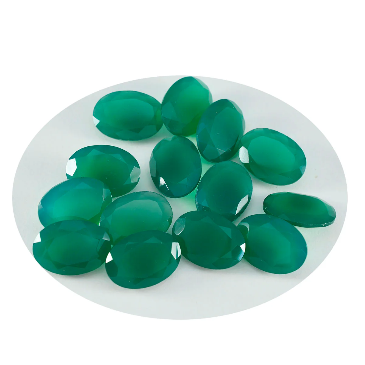 Green Onyx 1PC Small 7x9 MM Oval Faceted Green Lustrous Semi Precious Loose Gemstone - Image 3