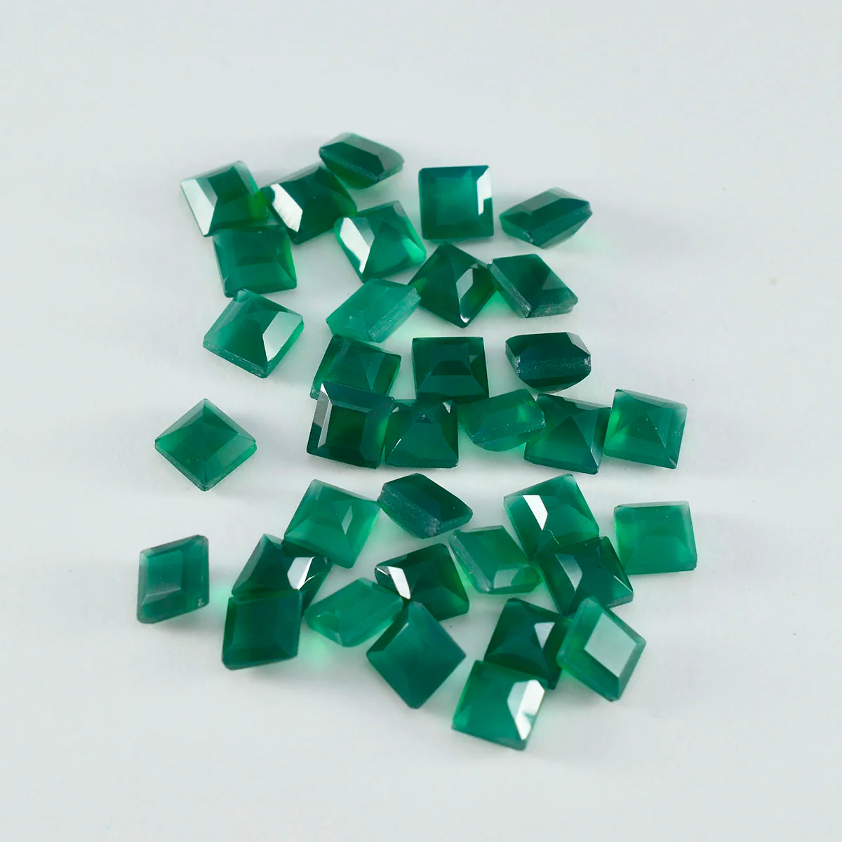 Green Onyx 1PC Small 8x8 MM Square Faceted Green Luster Semi Precious Loose Gemstones - Image 2