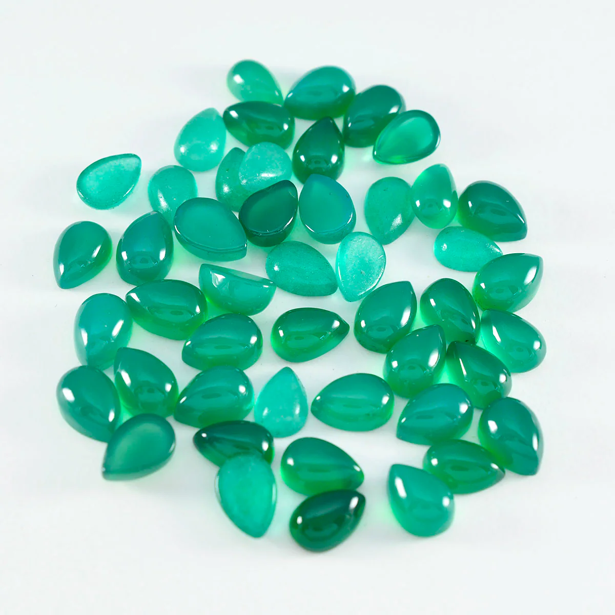Green Onyx 1PC Tiny 5x7 MM Pear Cabochon Green Polished semi Precious Loose Gemstones - Image 4