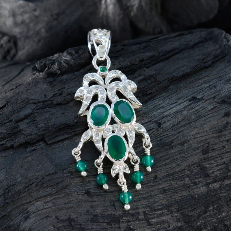 Green Onyx Featherlight Middle Eastern Sterling Silver multiple Zoey Armor Green Pendant Jewellery - Image 4
