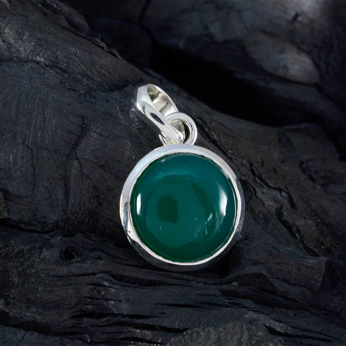 Green Onyx Featherlight Spanish 925 Silver Solitaire Luisa Love Green Pendant Jewelry - Image 3