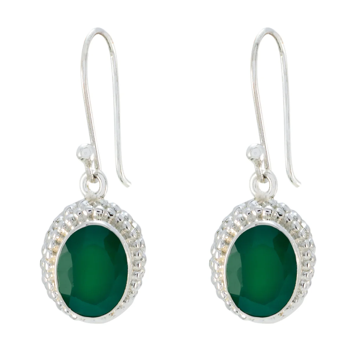 Green Onyx Korean Kennedy multiple Dangle Green Sterling Silver Earring