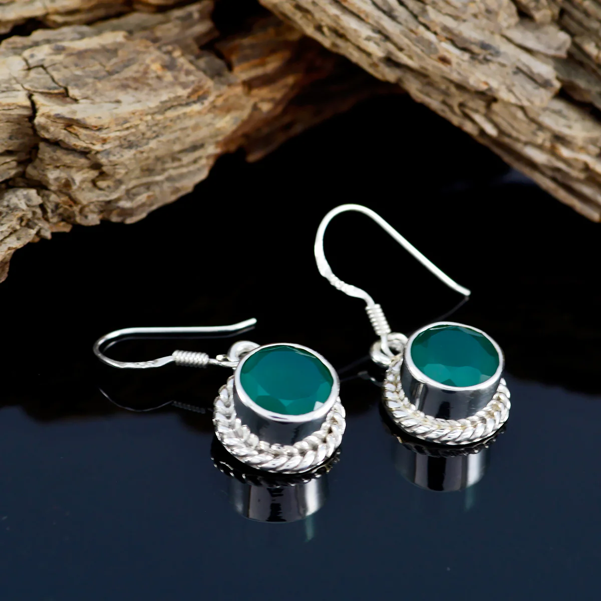Green Onyx Latin American Joaquina multiple Dangle Green Silver Earring - Image 3