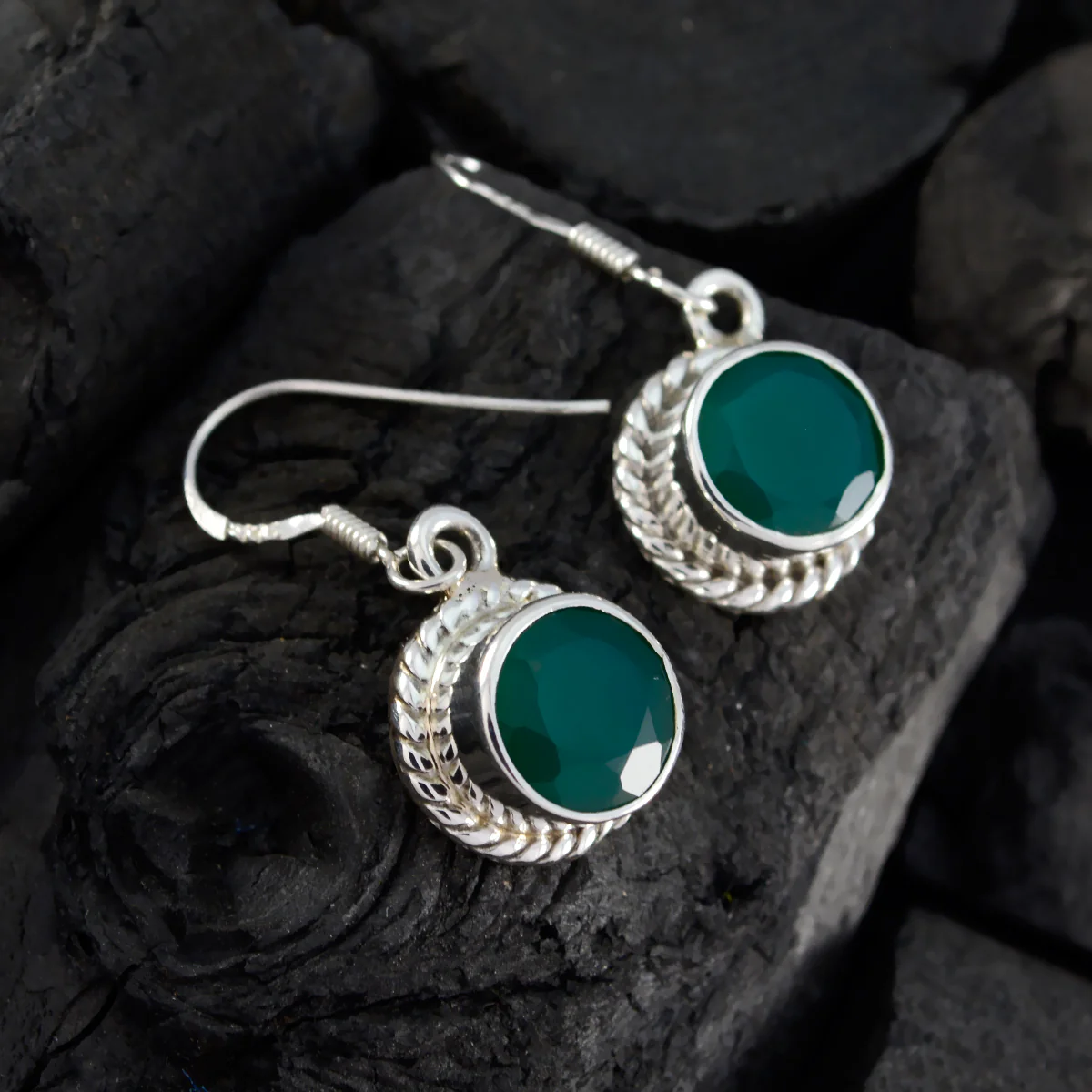 Green Onyx Latin American Joaquina multiple Dangle Green Silver Earring - Image 4