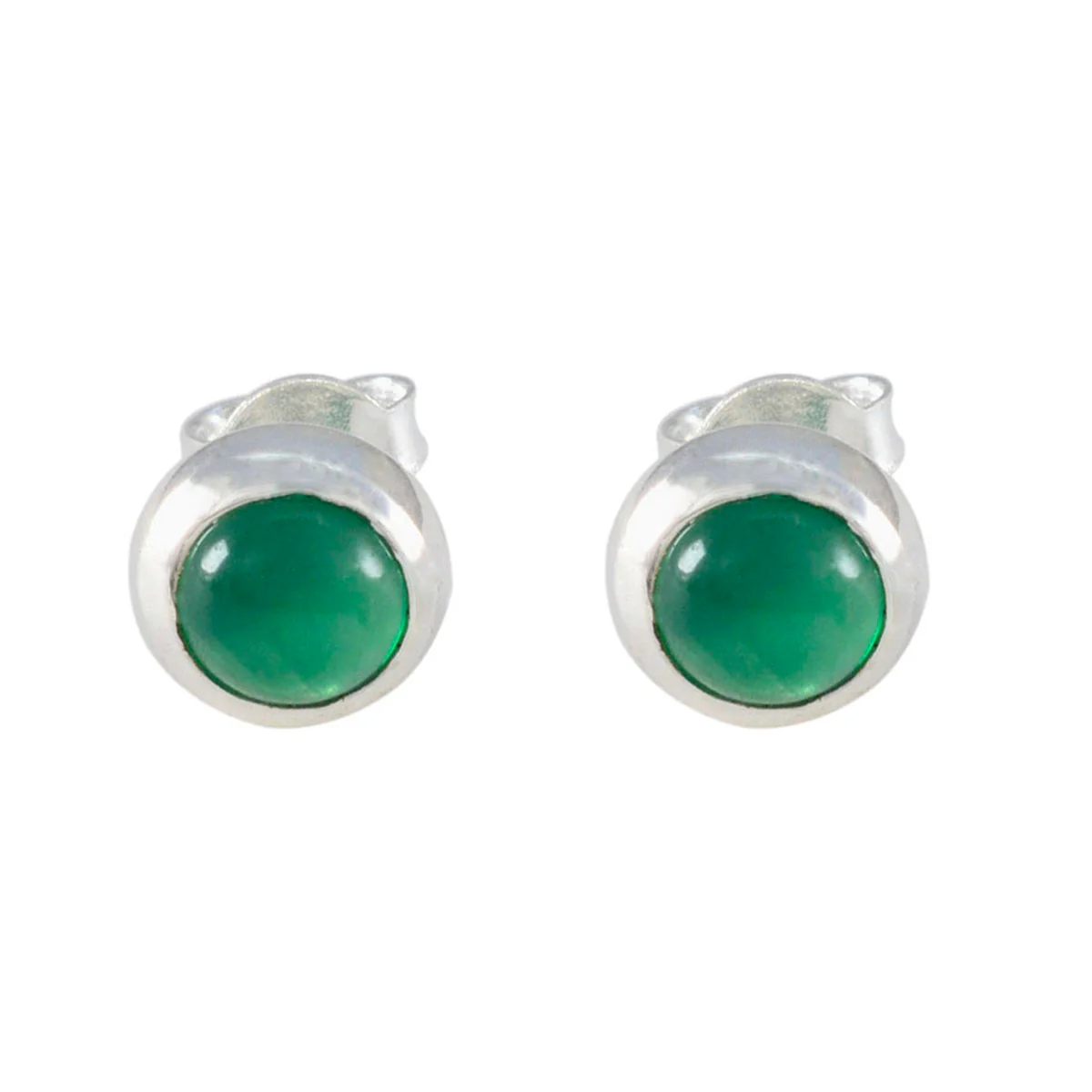 Green Onyx Mexican Clara Solitaire Stud Green 925 Silver Earring