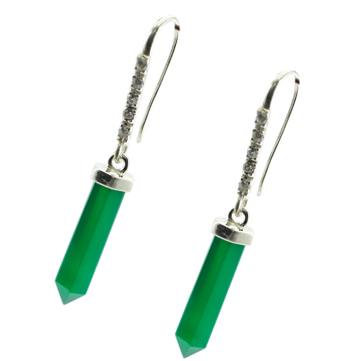 Green Onyx Moroccan Lourdes multiple Dangle Green 92.5 Silver Earring - Image 2
