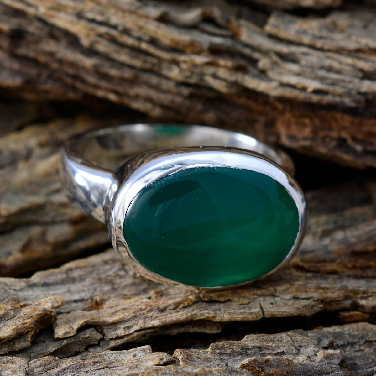 Green Onyx Solitaire Egyptian 92.5 Silver Green Gemstones Essential Abstract Ring Jewelry - Image 3
