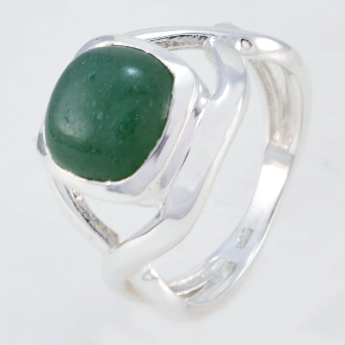 Green Onyx Solitaire Indian 92.5 Silver Green Gems Minimal Modern Ring Jewellery - Image 2