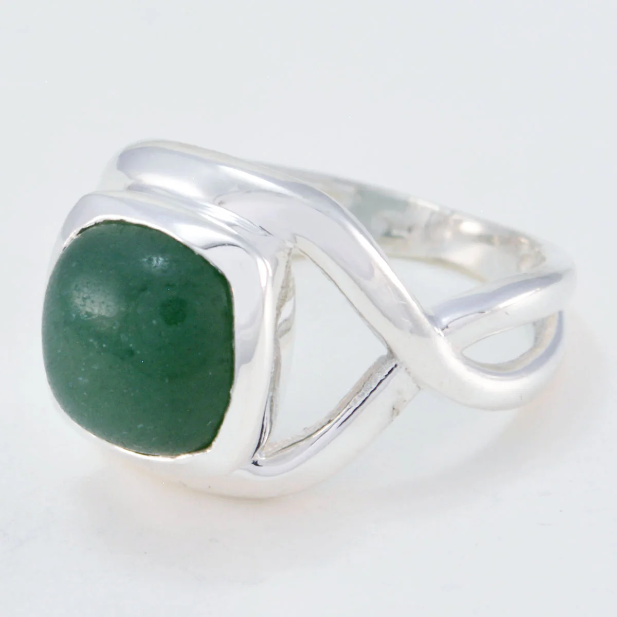 Green Onyx Solitaire Indian 92.5 Silver Green Gems Minimal Modern Ring Jewellery - Image 3