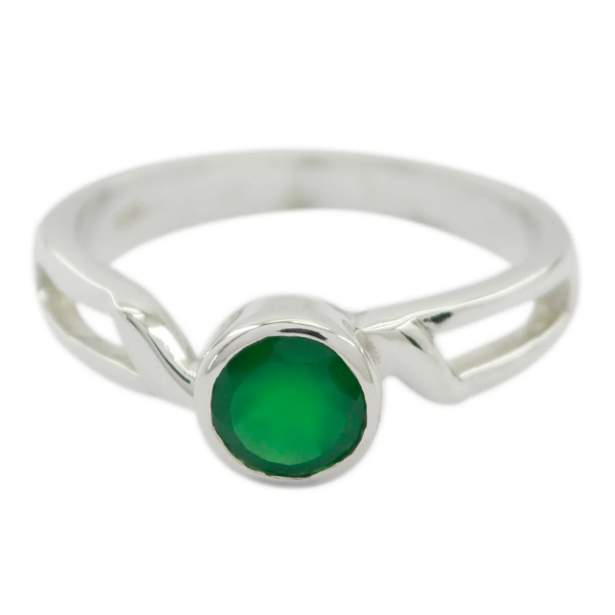 Green Onyx Solitaire Korean Silver Green Gemstones Whisper-thin Romantic Ring Jewelry