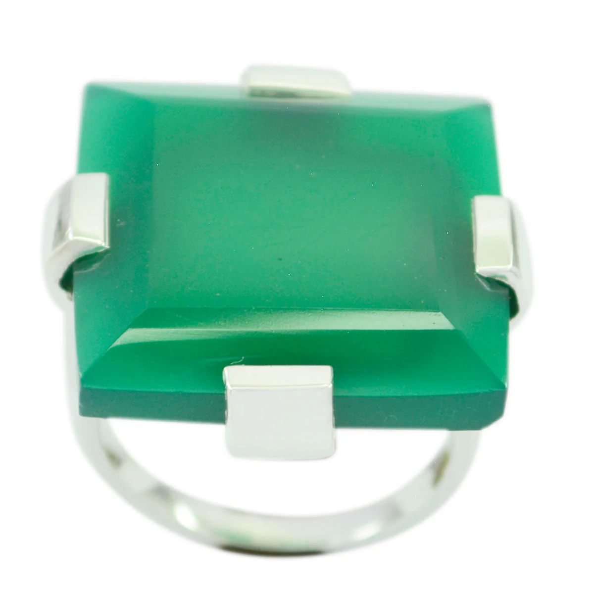 Green Onyx Solitaire Spanish Silver Green Gemstones Chunky Armor Ring Jewelry