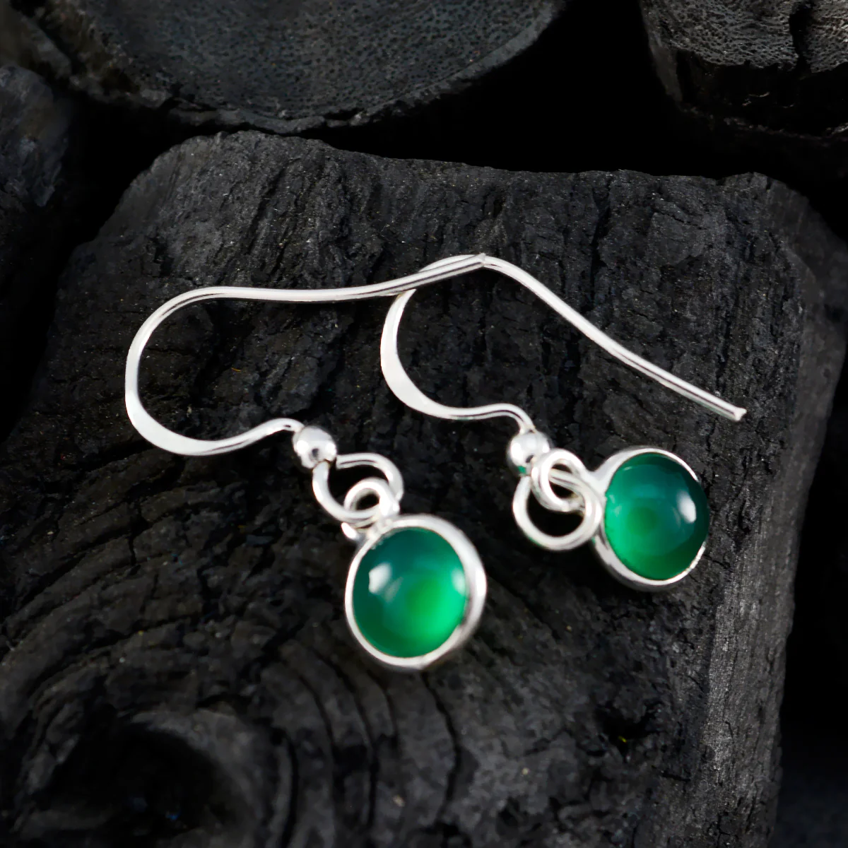 Green Onyx Spanish Bianca multiple Dangle Green 925 Sterling Silver Earring - Image 3