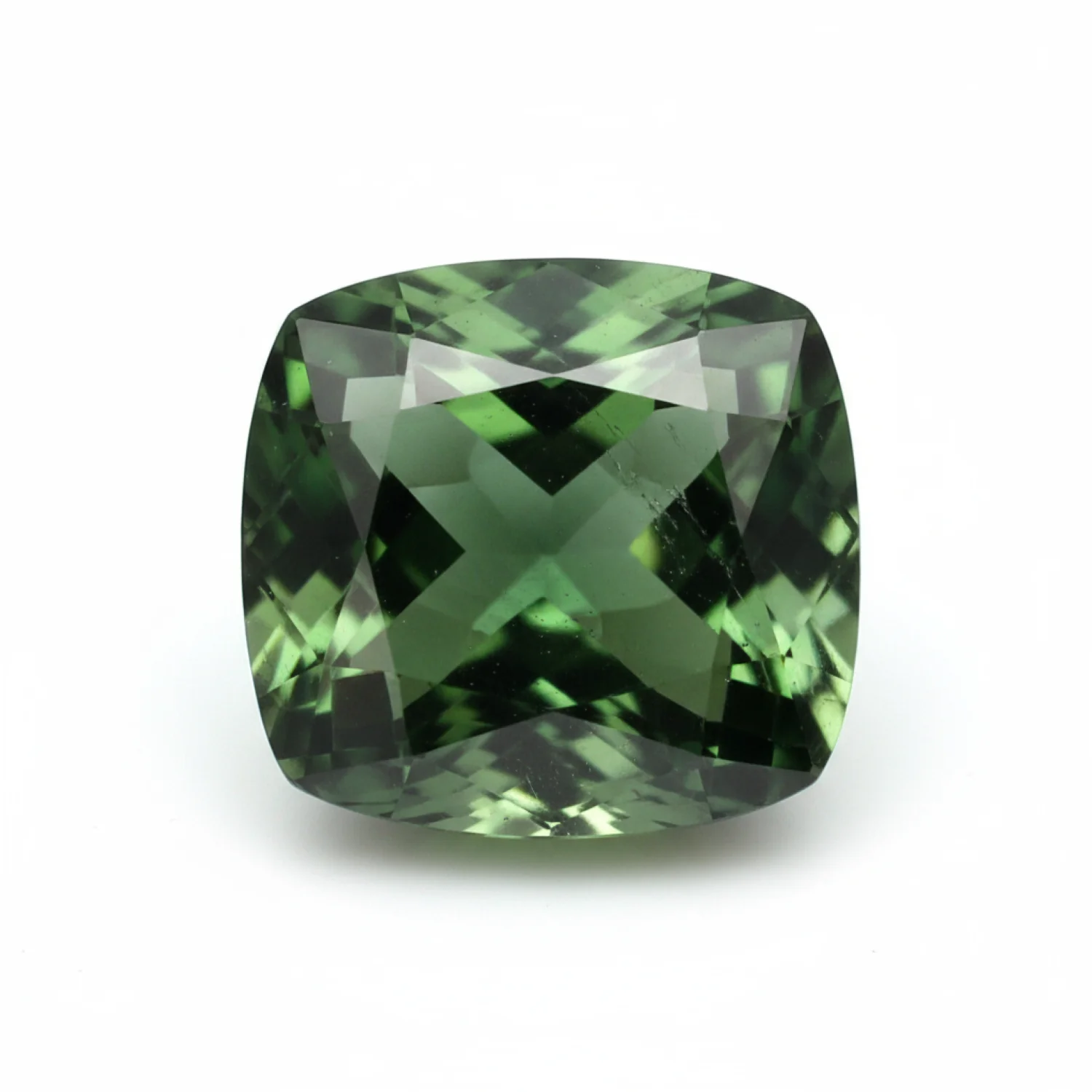 Green Tourmaline 1PC Medium 9x9 MM Cushion Faceted Green Lustrous Semi Precious Loose Gemstone - Image 2