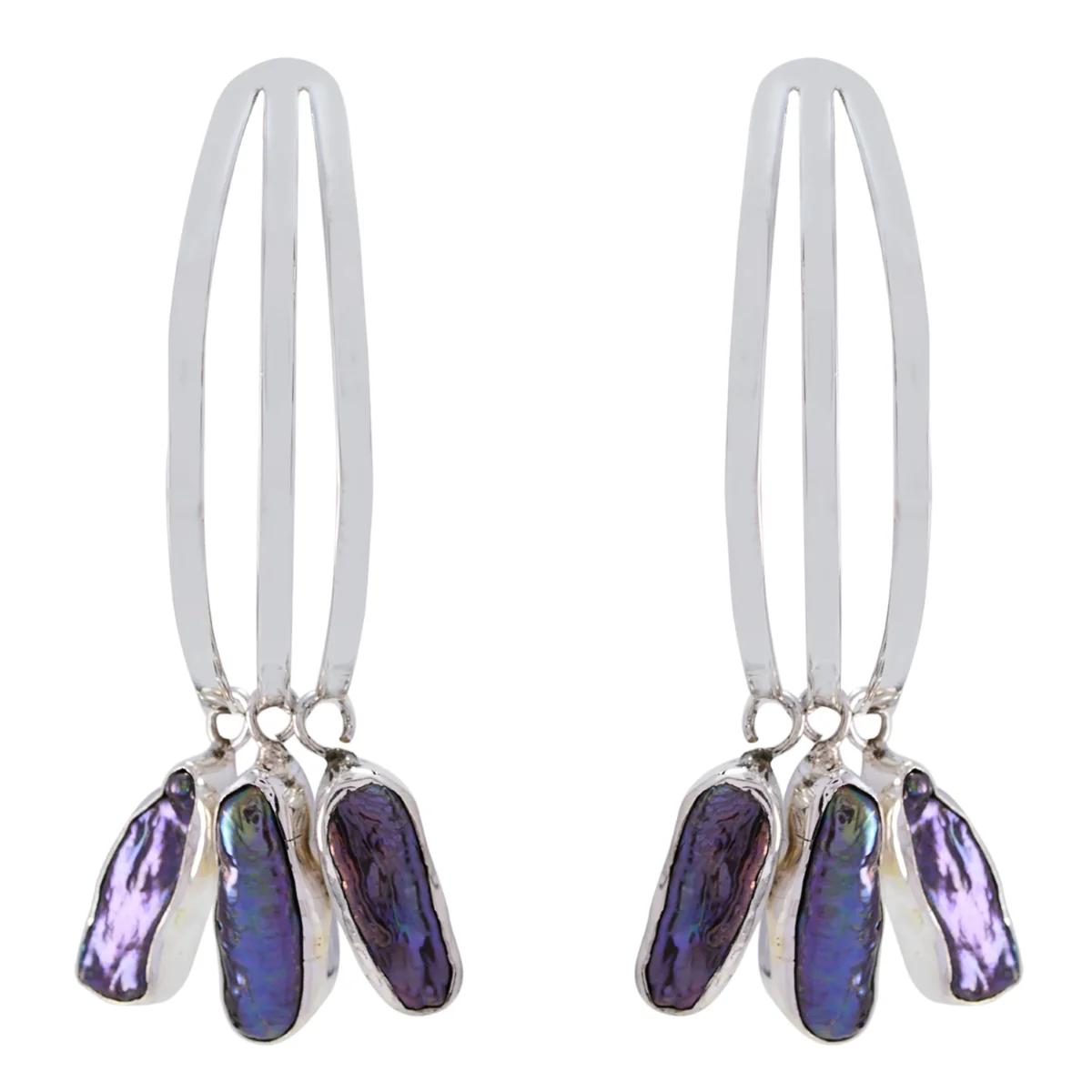 Grey Pearl Australian Hye-jin multiple Dangle Gray 925 Sterling Silver Earring