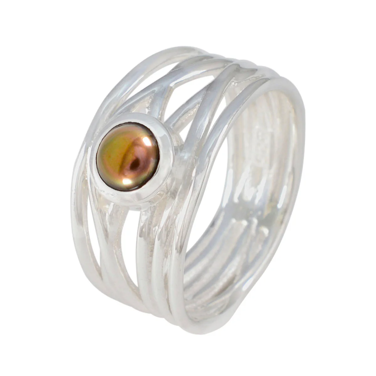 Grey Pearl Solitaire Spanish Sterling Silver Gray Gemstone Eye-catching Rope-Wire Band Jewellery - Image 2