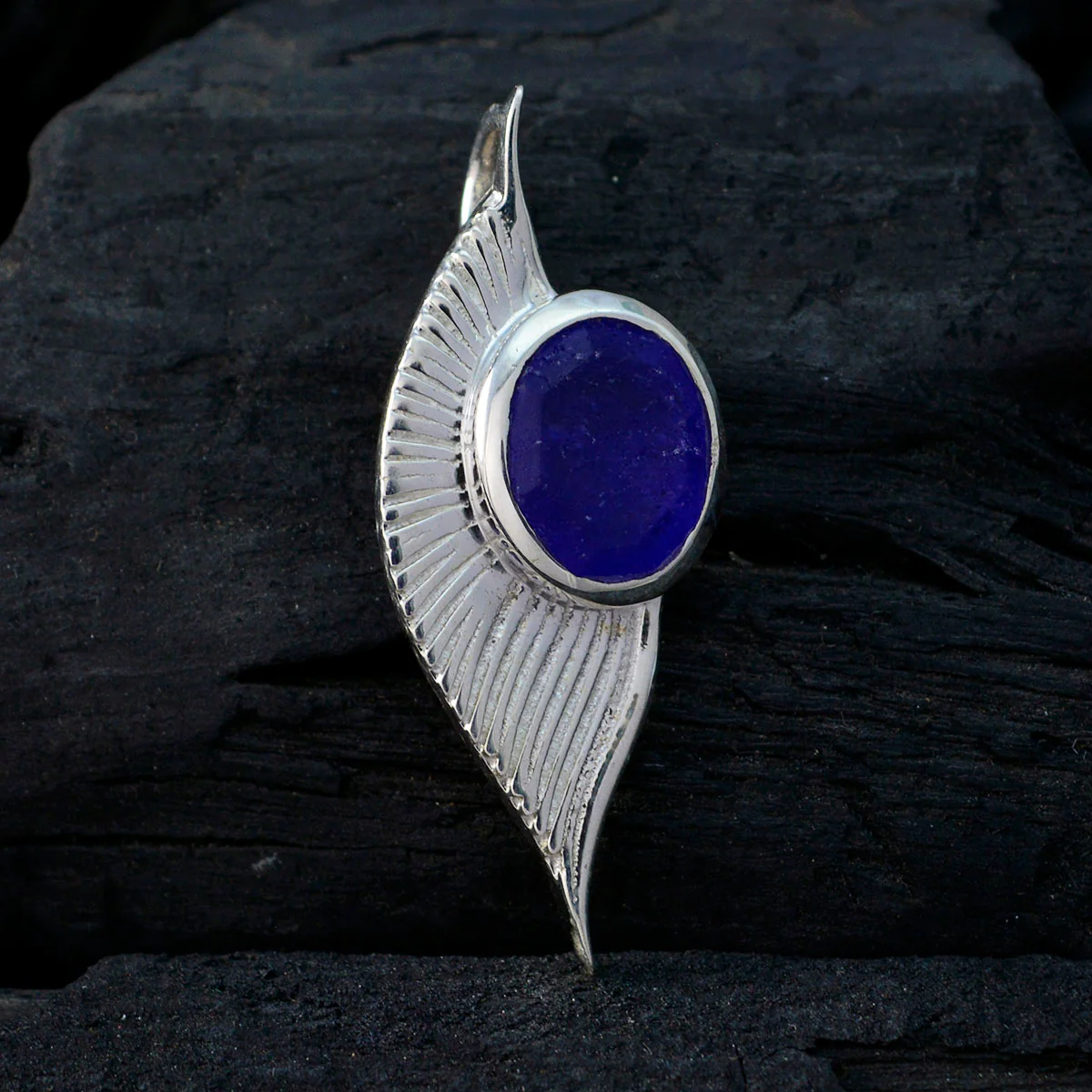 Indian Blue Sapphire Dainty French 92.5 Silver Solitaire Katharina Contemporary Blue Pendant Jewellery - Image 3