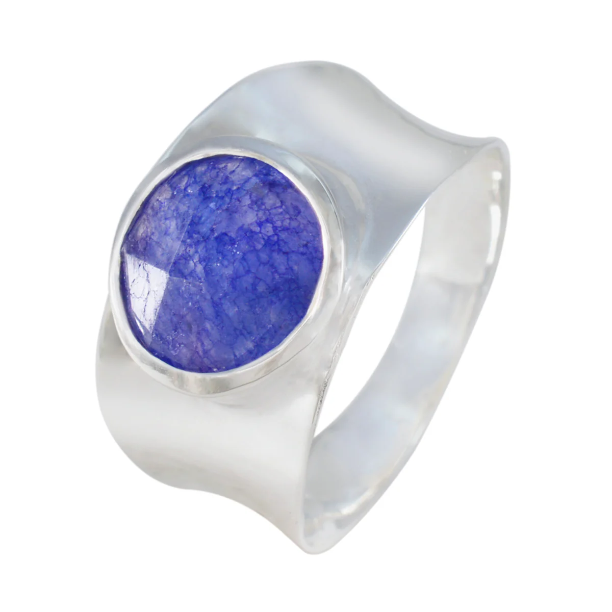 Indian Blue Sapphire Solitaire German 925 Silver Blue Gemstones Edgy Armor Band Jewelry - Image 2