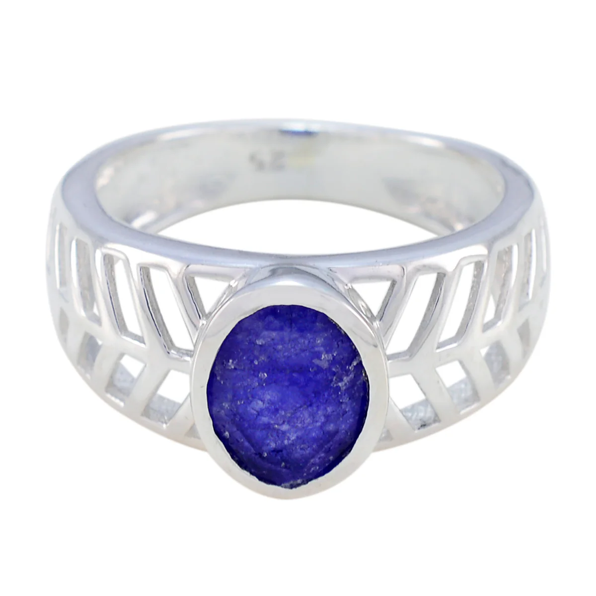 Indian Blue Sapphire Solitaire Italian Silver Blue Gems Featherlight Rope-Wire Ring Jewelry