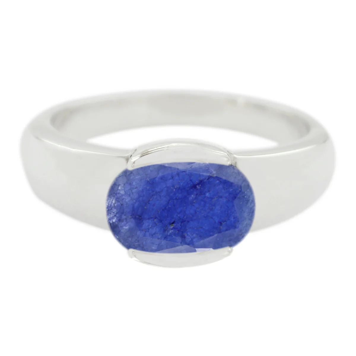 Indian Blue Sapphire Solitaire Moroccan Sterling Silver Blue Gems Mid-weight Feminine Ring Jewellery