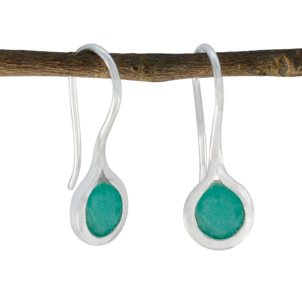 Indian Emerald Egyptian Inès Solitaire Dangle Green Silver Earring