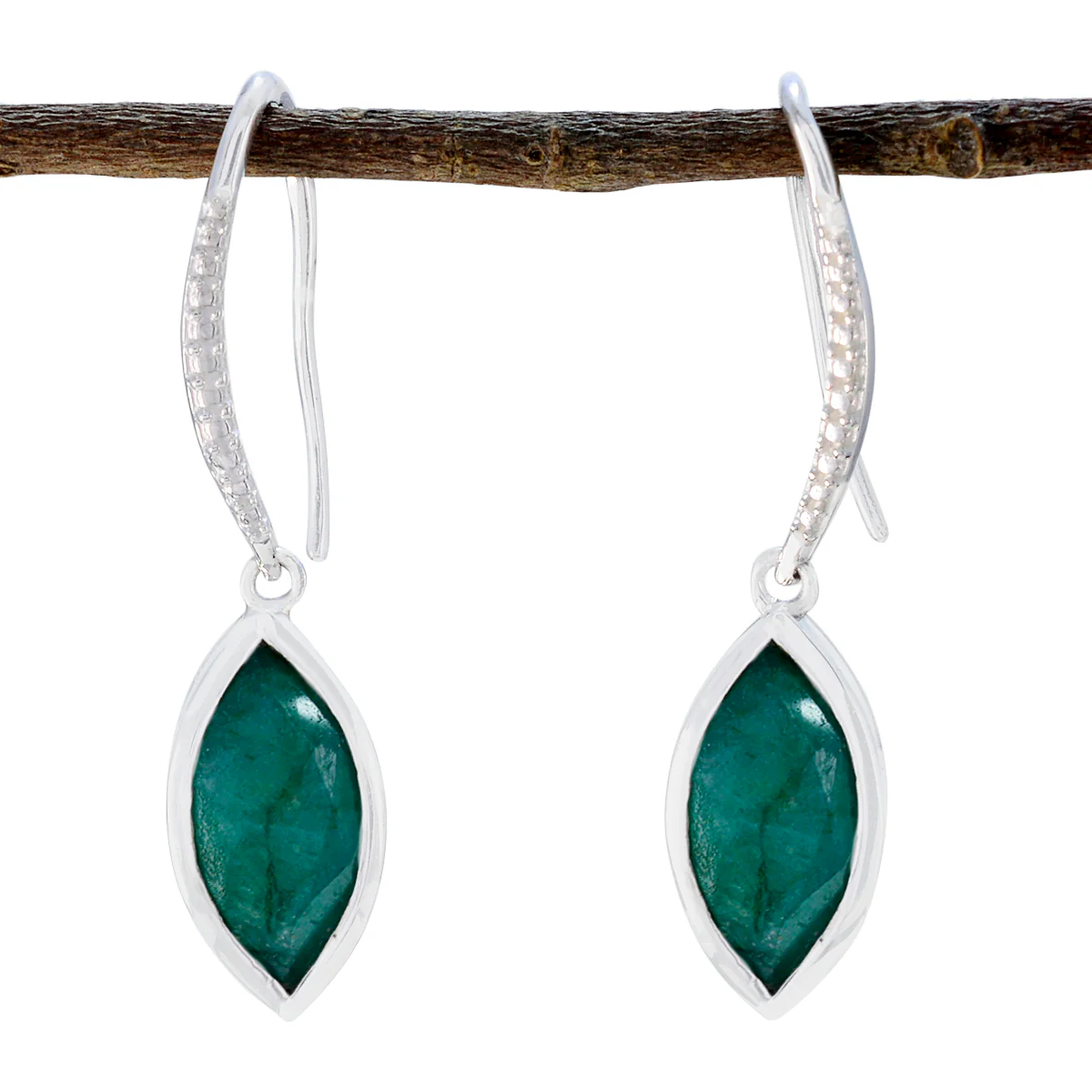 Indian Emerald Russian Rosa Solitaire Dangle Green 925 Sterling Silver Earring