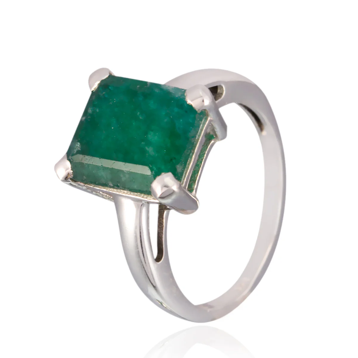 Indian Emerald Solitaire Egyptian 92.5 Silver Green Gemstones Minimal Boho Ring Jewellery - Image 2