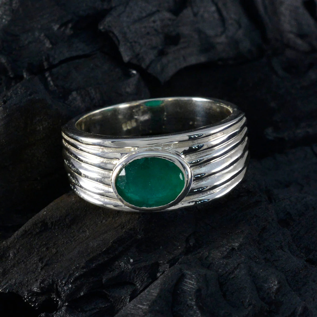 Indian Emerald Solitaire Egyptian Silver Green Gems Eye-catching propsel Ring Jewelry - Image 4