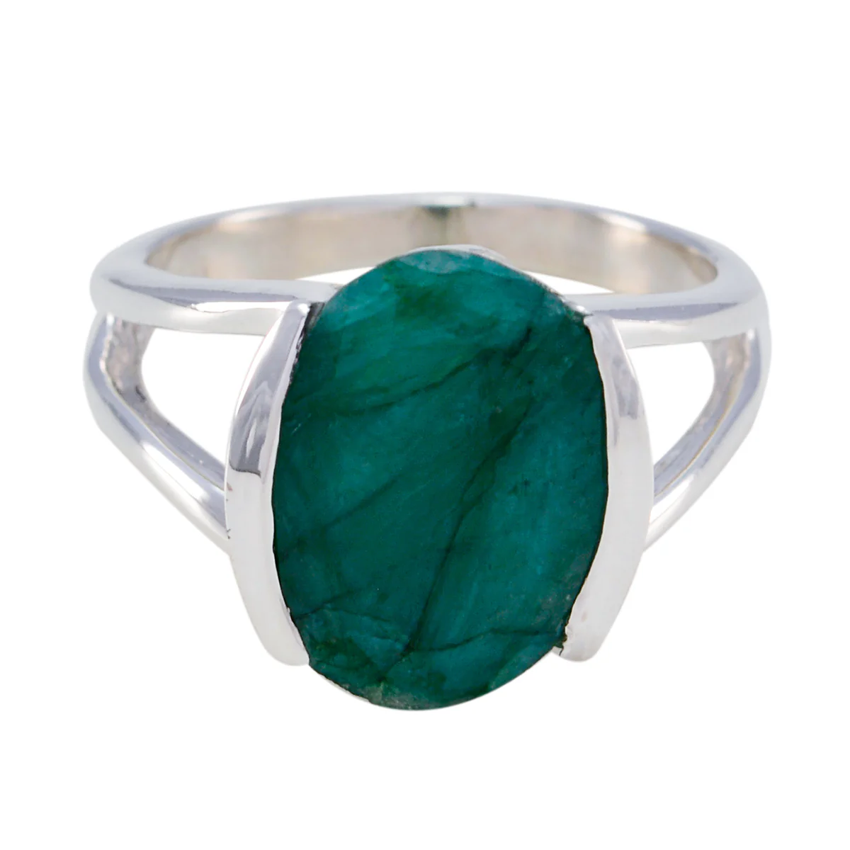 Indian Emerald Solitaire Indian 92.5 Silver Green Gemstones Mid-weight Luxurious Ring Jewellery - Image 3