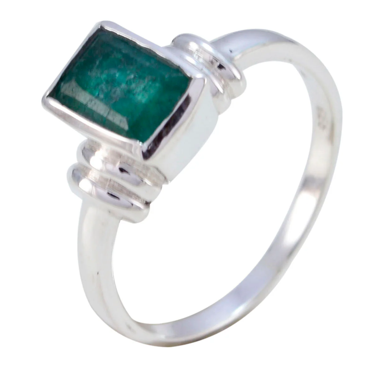 Indian Emerald Solitaire Japanese 925 Silver Green Gemstones Dainty Graceful Ring Jewellery - Image 2