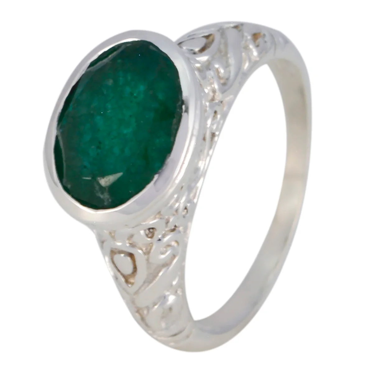 Indian Emerald Solitaire Moroccan 925 Silver Green Gemstone Minimal Art Deco Ring Jewelry - Image 2