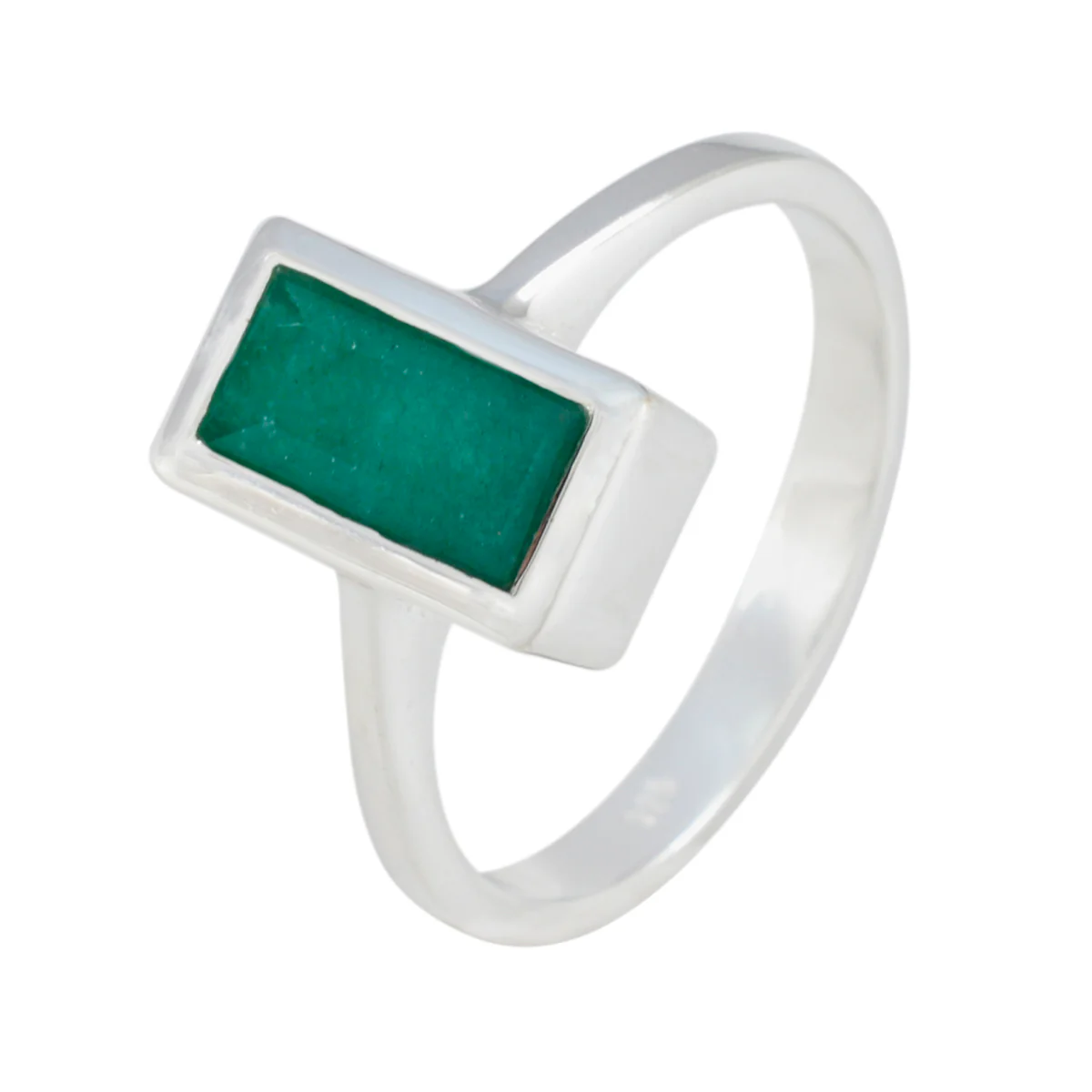 Indian Emerald Solitaire Russian 925 Sterling Silver Green Gems Slim Sophisticated Ring Jewelry - Image 2