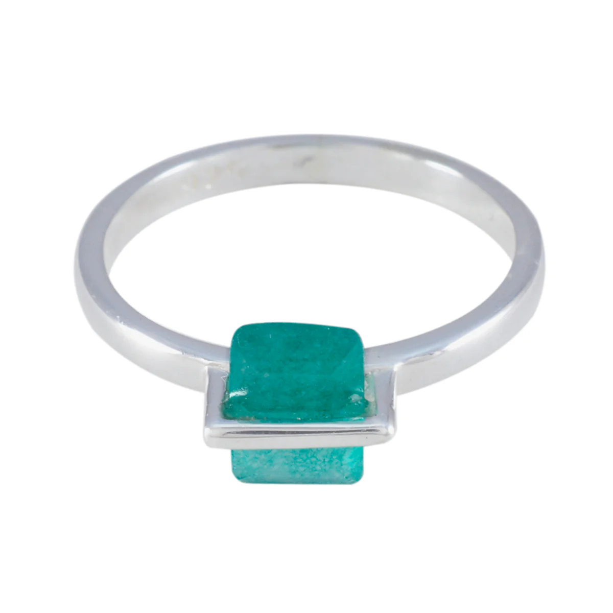 Indian Emerald Solitaire Turkish 92.5 Silver Green Gems Dainty Abstract Ring Jewellery