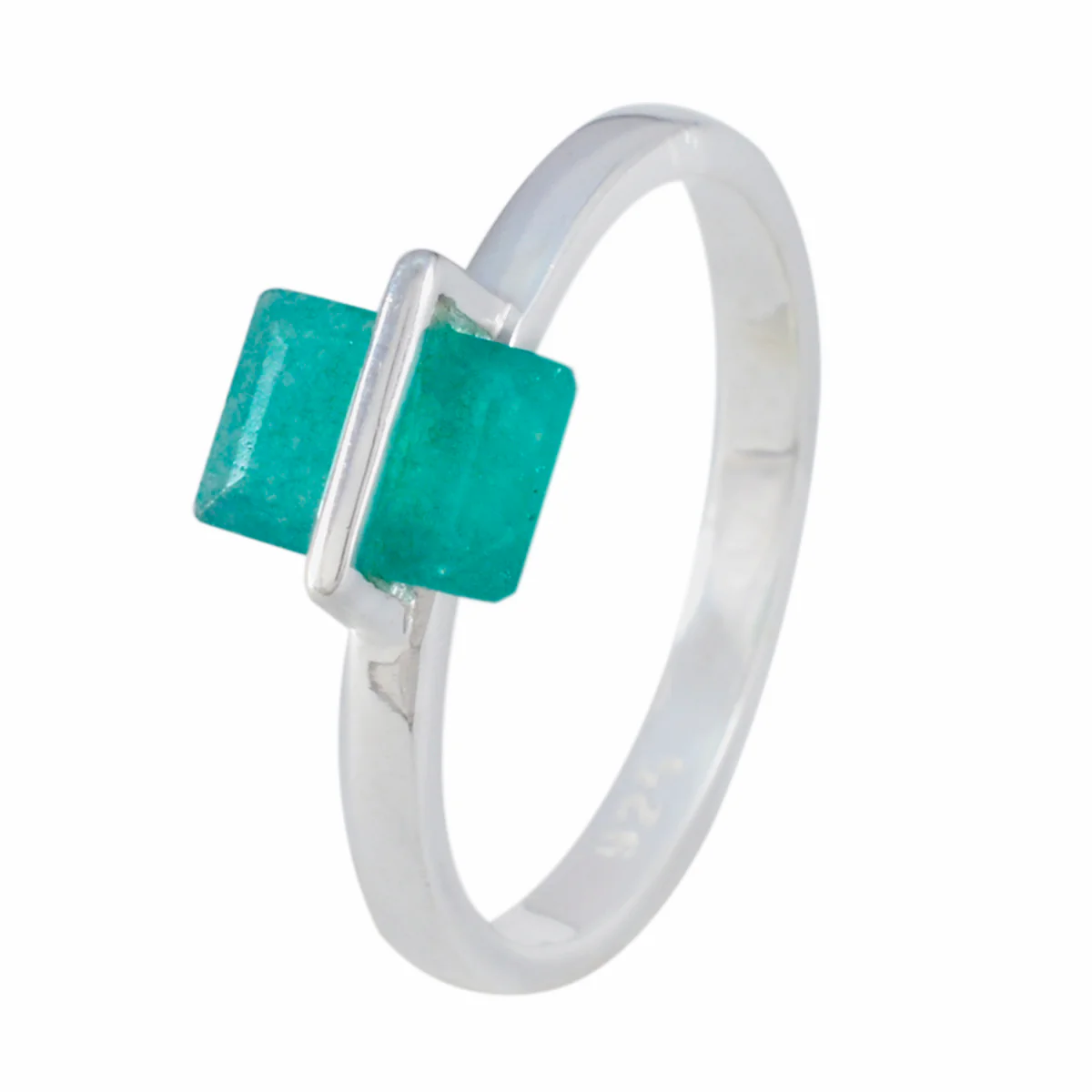Indian Emerald Solitaire Turkish 92.5 Silver Green Gems Dainty Abstract Ring Jewellery - Image 2