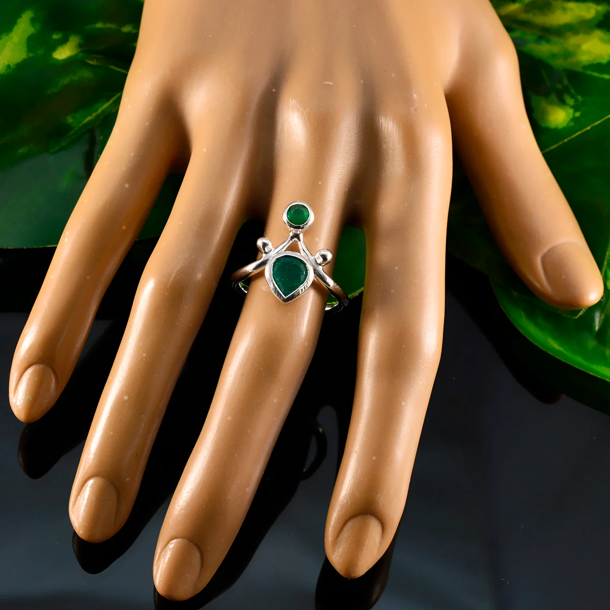 Indian Emerald Toi et Moi Moroccan Sterling Silver Green Gemstones Tiny Love Ring Jewelry - Image 5
