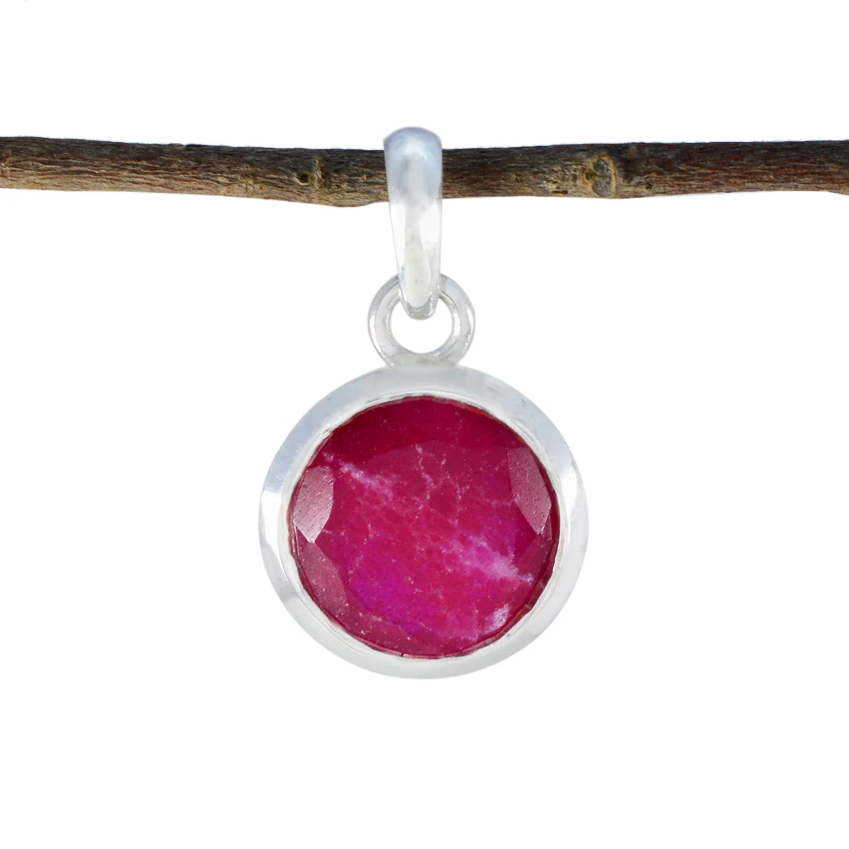 Indian Ruby Featherlight French 92.5 Silver Solitaire María Engagement Red Pendant Jewellery