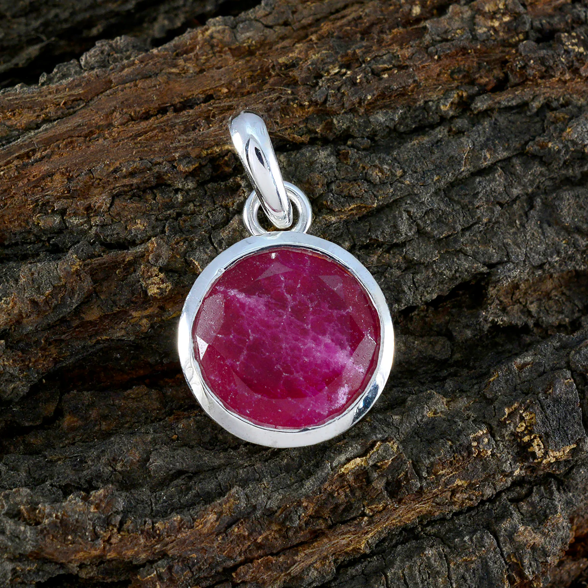 Indian Ruby Featherlight French 92.5 Silver Solitaire María Engagement Red Pendant Jewellery - Image 2