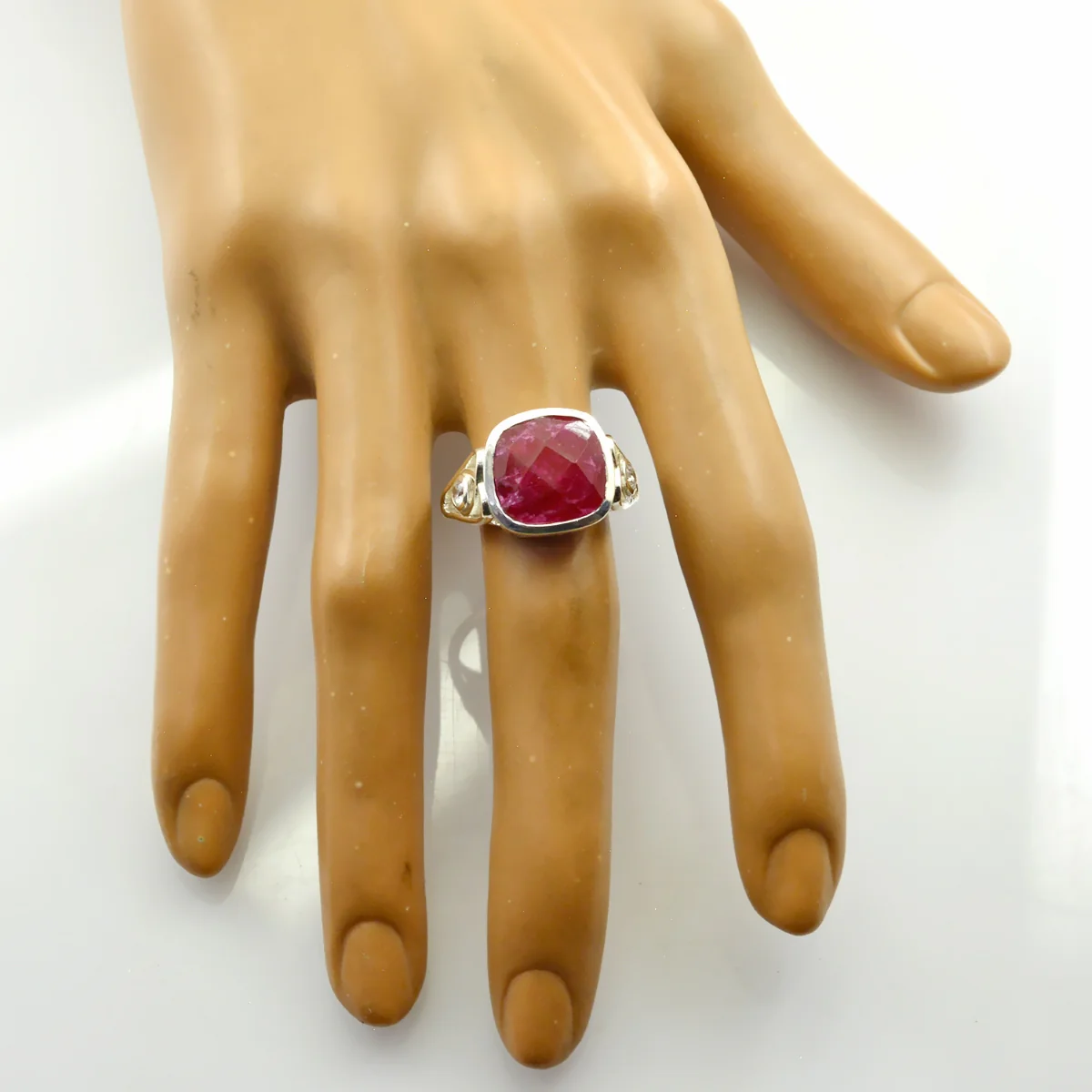 Indian Ruby Halo Moroccan 925 Silver Red Gems Classic Graceful Ring Jewellery - Image 2