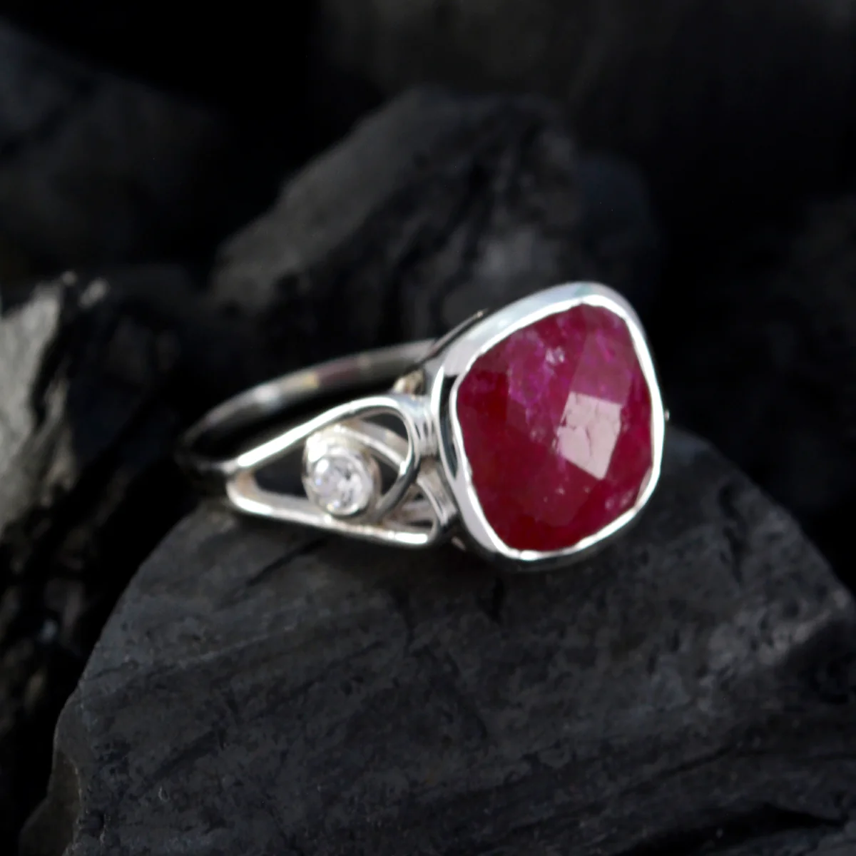 Indian Ruby Halo Moroccan 925 Silver Red Gems Classic Graceful Ring Jewellery - Image 5