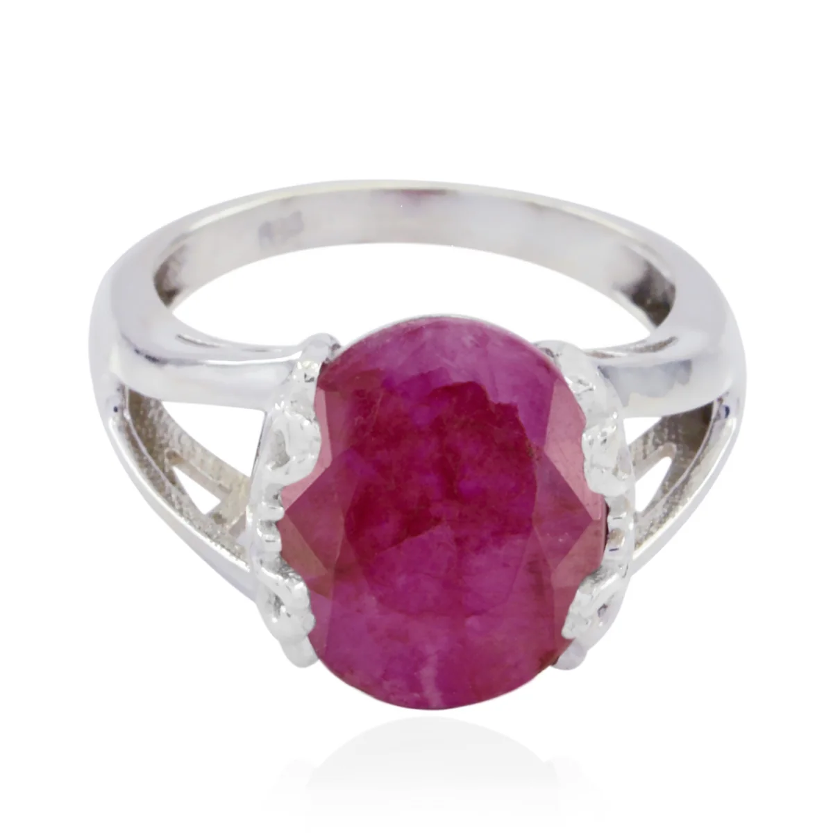 Indian Ruby Solitaire African 925 Silver Red Gemstone Minimal Modern Ring Jewelry