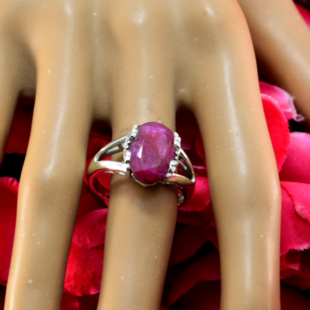 Indian Ruby Solitaire African 925 Silver Red Gemstone Minimal Modern Ring Jewelry - Image 4