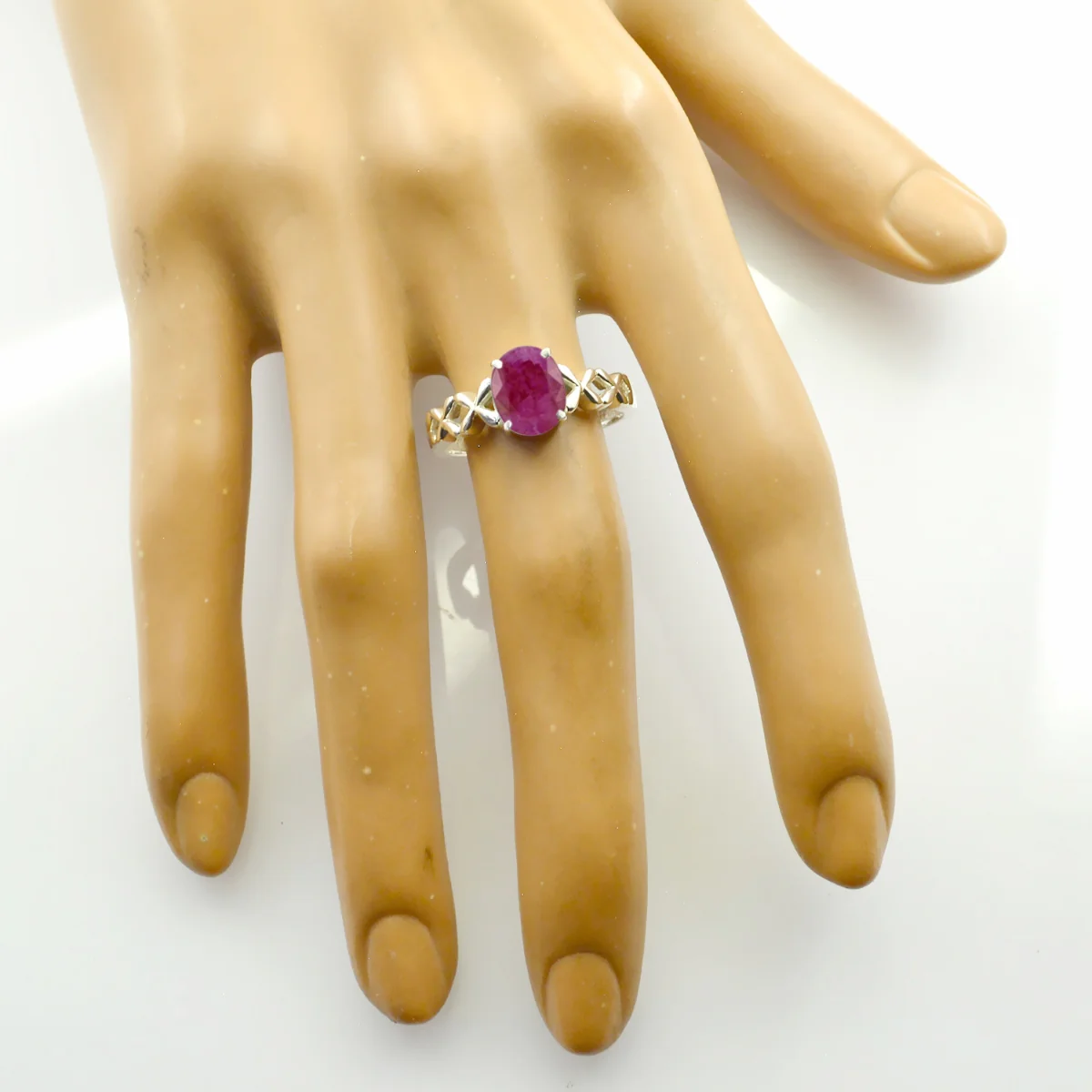 Indian Ruby Solitaire American 925 Silver Red Gemstones Whisper-thin Twist Ring Jewelry - Image 2