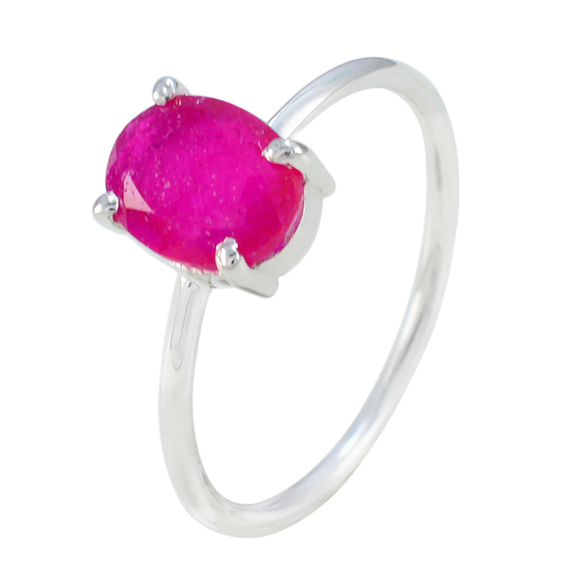 Indian Ruby Solitaire American Silver Red Gems Elegant  Feminine Ring Jewellery - Image 2