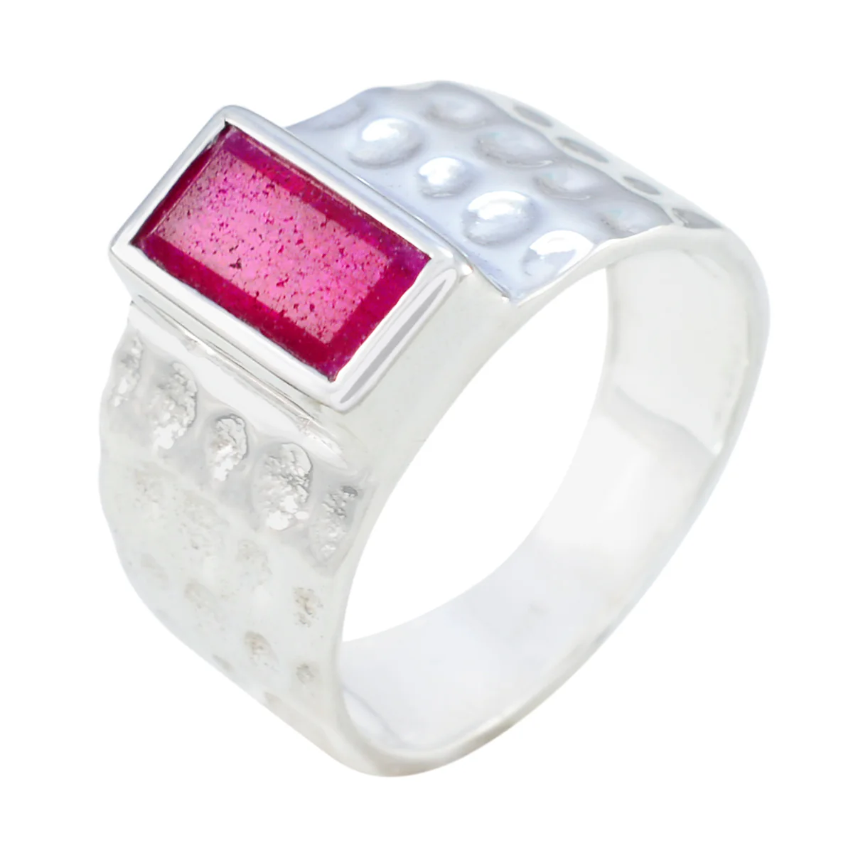 Indian Ruby Solitaire Egyptian 92.5 Silver Red Gemstones Mid-weight Signet Ring Jewellery - Image 2