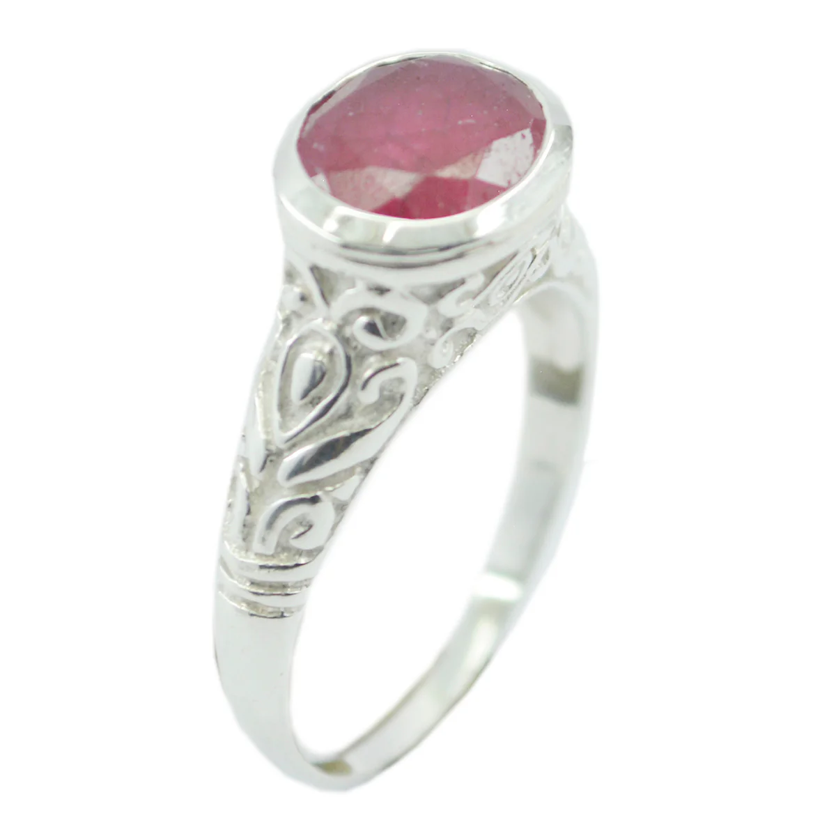 Indian Ruby Solitaire Egyptian 92.5 Silver Red Gemstones Minimal Art Deco Ring Jewellery